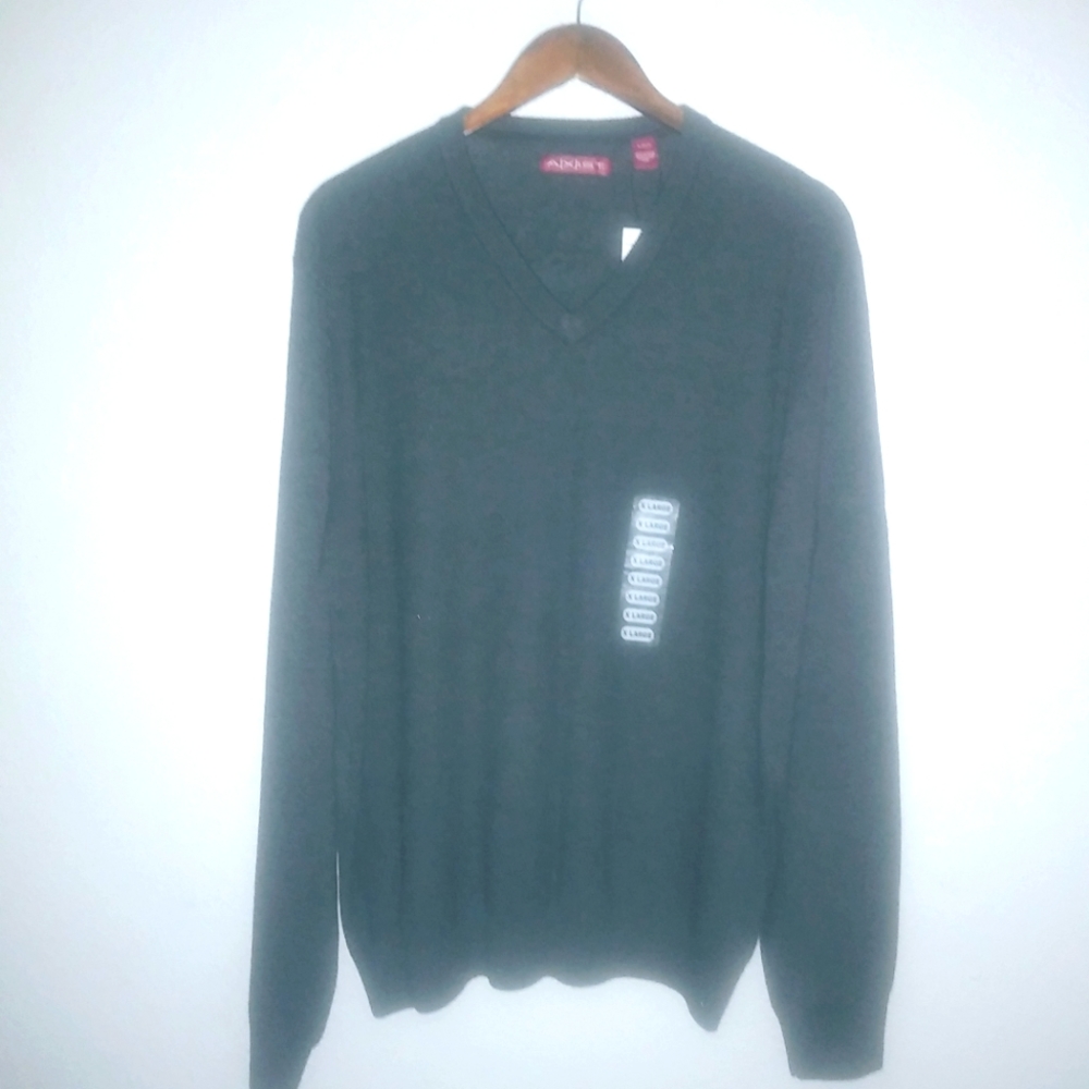 Axist XL Mens Pullover Cotton Blend V-Neck Long Sleeved Charcoal Sweater